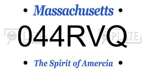 044RVQ Massachusetts License Plate