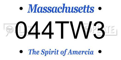 044TW3 Massachusetts License Plate