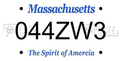 044ZW3 Massachusetts License Plate