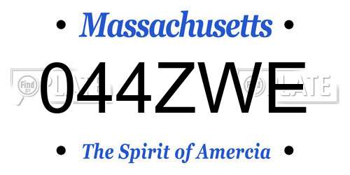 044ZWE Massachusetts License Plate