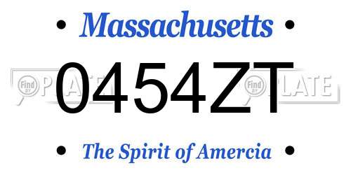 0454ZT Massachusetts License Plate