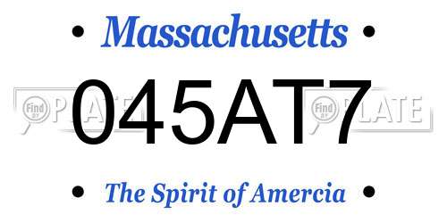 045AT7 Massachusetts License Plate