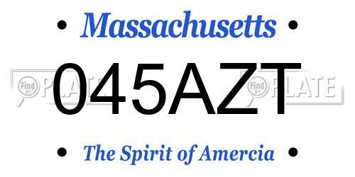 045AZT Massachusetts License Plate