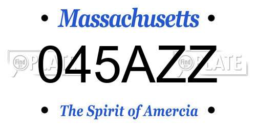 045AZZ Massachusetts License Plate