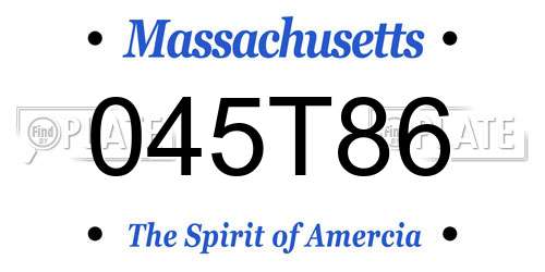045T86 Massachusetts License Plate