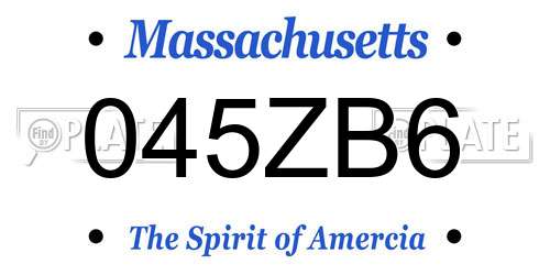 045ZB6 Massachusetts License Plate