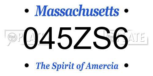 045ZS6 Massachusetts License Plate
