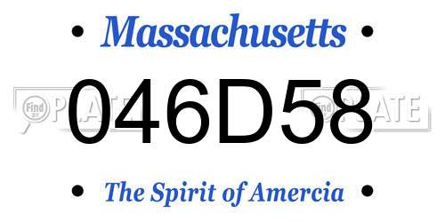 046D58 Massachusetts License Plate