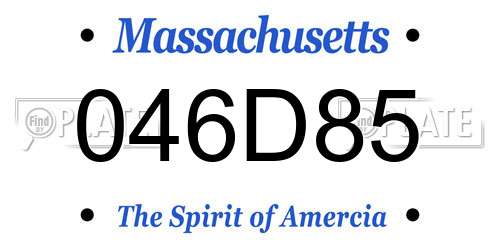 046D85 Massachusetts License Plate