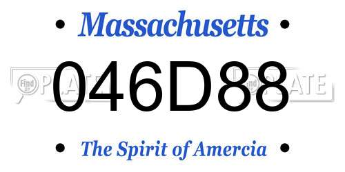 046D88 Massachusetts License Plate
