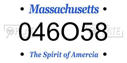 046O58 Massachusetts License Plate