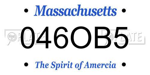 046OB5 Massachusetts License Plate