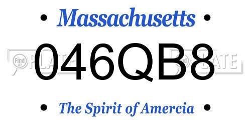 046QB8 Massachusetts License Plate