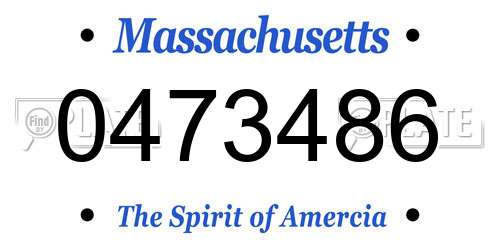 0473486 Massachusetts License Plate