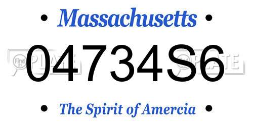 04734S6 Massachusetts License Plate