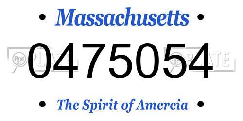 0475054 Massachusetts License Plate