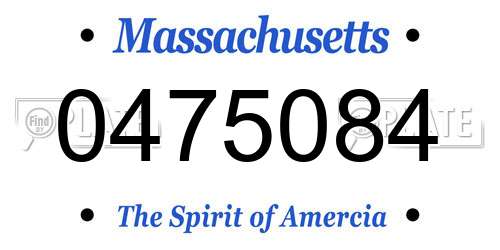 0475084 Massachusetts License Plate