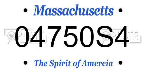 04750S4 Massachusetts License Plate
