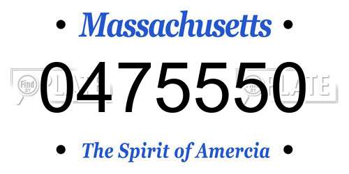 0475550 Massachusetts License Plate