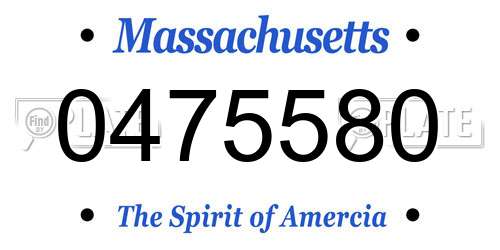 0475580 Massachusetts License Plate