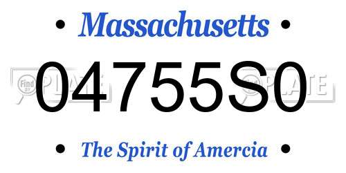 04755S0 Massachusetts License Plate