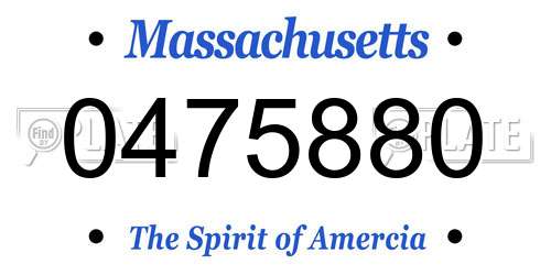 0475880 Massachusetts License Plate