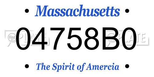 04758B0 Massachusetts License Plate