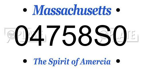 04758S0 Massachusetts License Plate