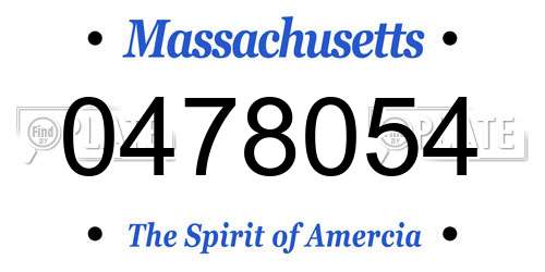 0478054 Massachusetts License Plate