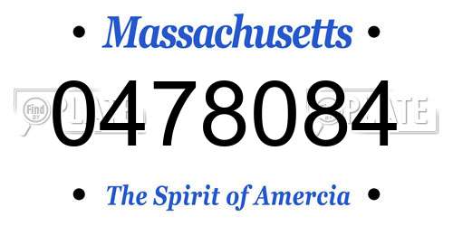 0478084 Massachusetts License Plate