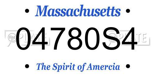 04780S4 Massachusetts License Plate