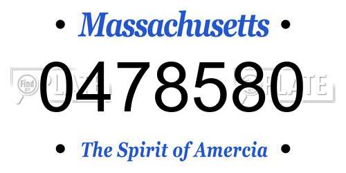 0478580 Massachusetts License Plate