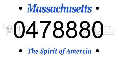0478880 Massachusetts License Plate