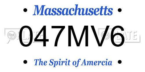 047MV6 Massachusetts License Plate