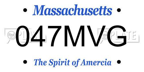 047MVG Massachusetts License Plate