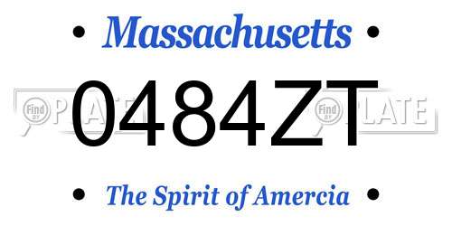 0484ZT Massachusetts License Plate