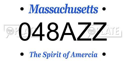 048AZZ Massachusetts License Plate