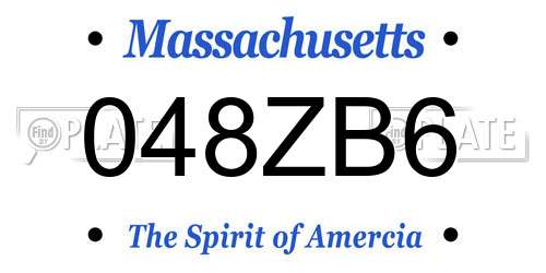 048ZB6 Massachusetts License Plate