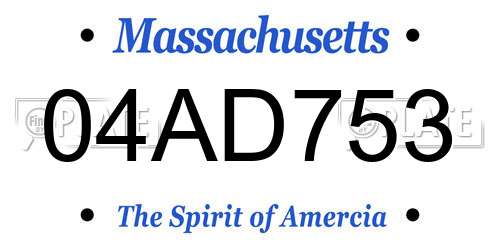 04AD753 Massachusetts License Plate