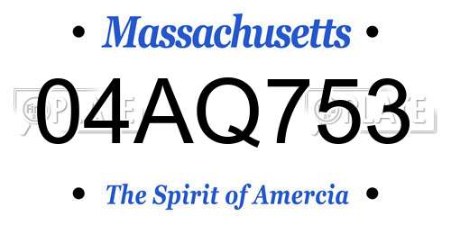 04AQ753 Massachusetts License Plate