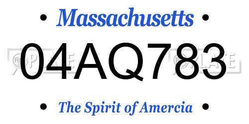 04AQ783 Massachusetts License Plate