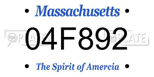 04F892 Massachusetts License Plate