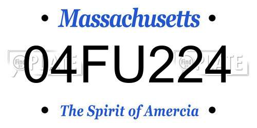 04FU224 Massachusetts License Plate