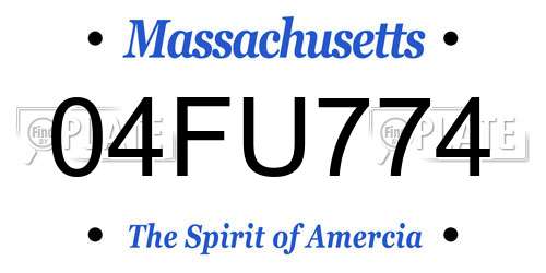 04FU774 Massachusetts License Plate