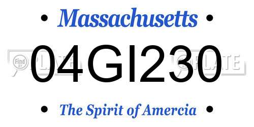 04GI230 Massachusetts License Plate