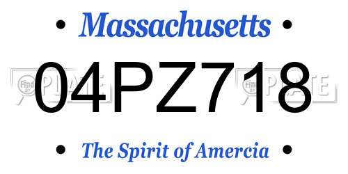 04PZ718 Massachusetts License Plate