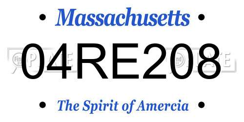 04RE208 Massachusetts License Plate