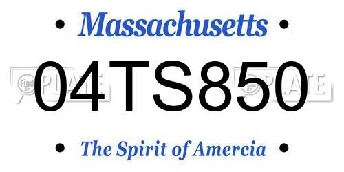 04TS850 Massachusetts License Plate