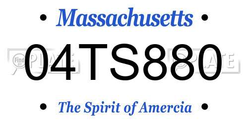 04TS880 Massachusetts License Plate