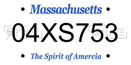 04XS753 Massachusetts License Plate